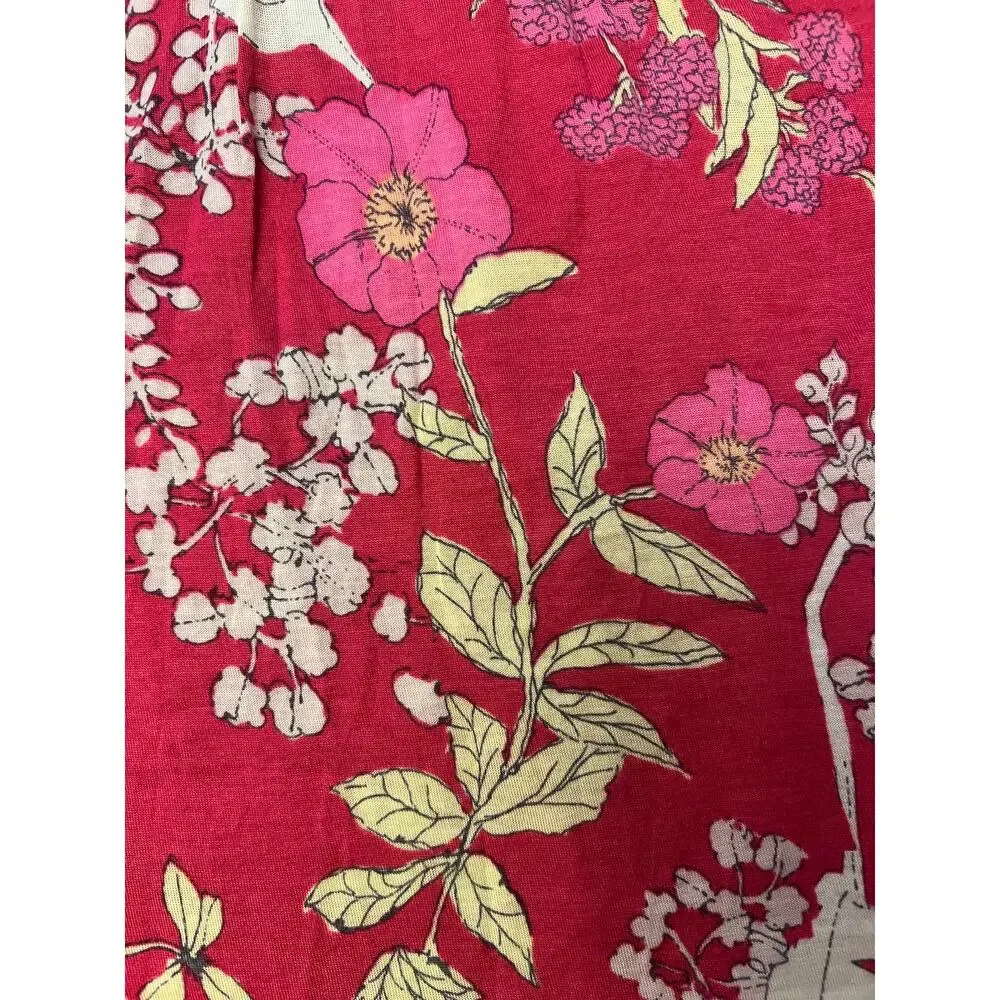 Free People Pink Floral Tank Top S P Small Petite Boho Viscose V-Neck Sleeveless